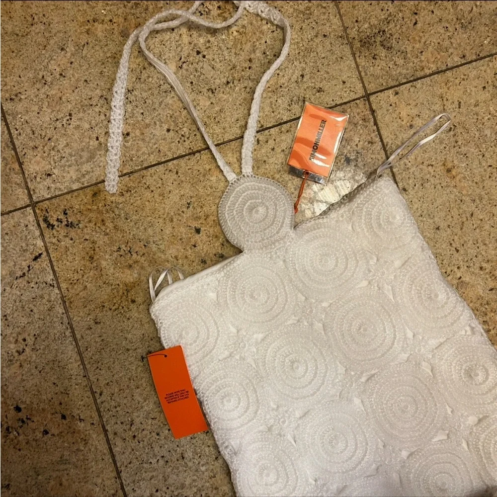 Simon Miller White Crochet Maxi Dress with Circular Fringe - Picture 2 of 4